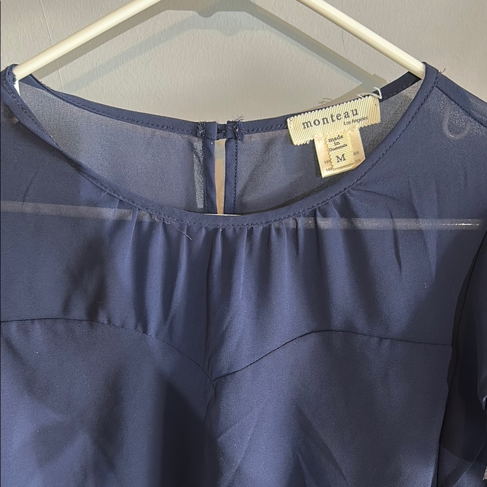 Monteau Sheer Navy Blouse
